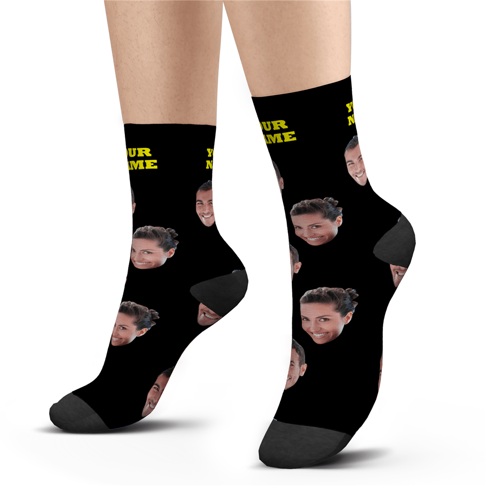 Custom Photo Socks With Your Text - MyPhotoSocks