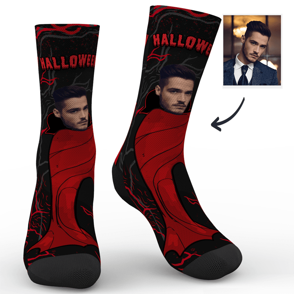 Custom Halloween Vampire Mr Photo Socks - MyPhotoSocks