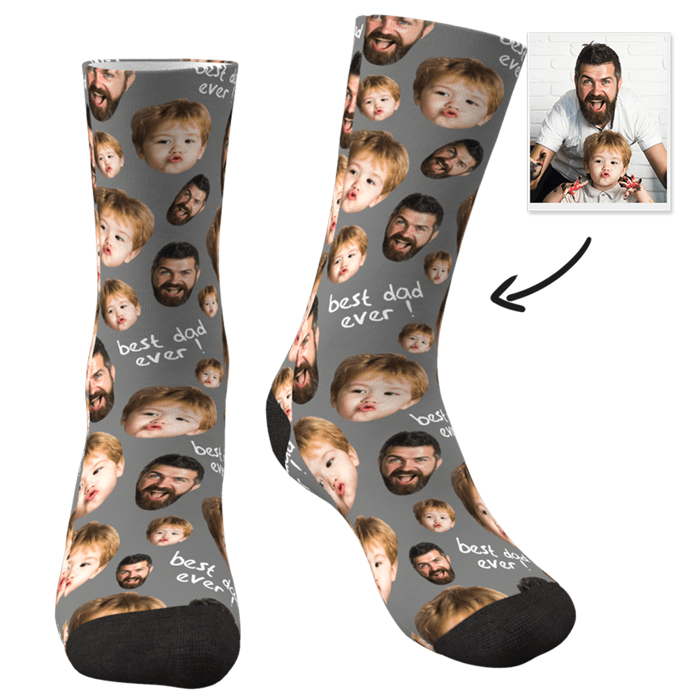 Custom Face Socks To The Best Dad-My Photo Socks