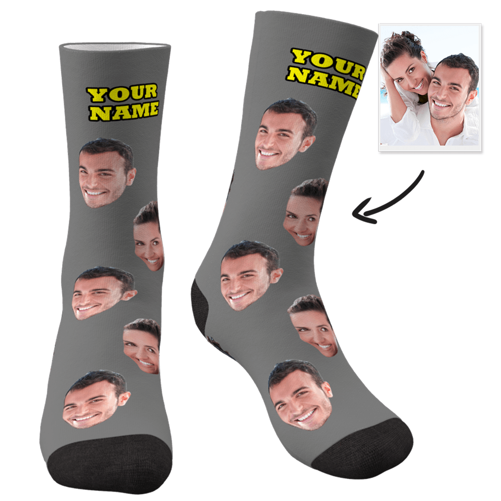 Custom Photo Socks With Your Text - MyPhotoSocks