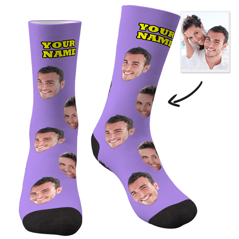 Custom Photo Socks With Your Text - MyPhotoSocks