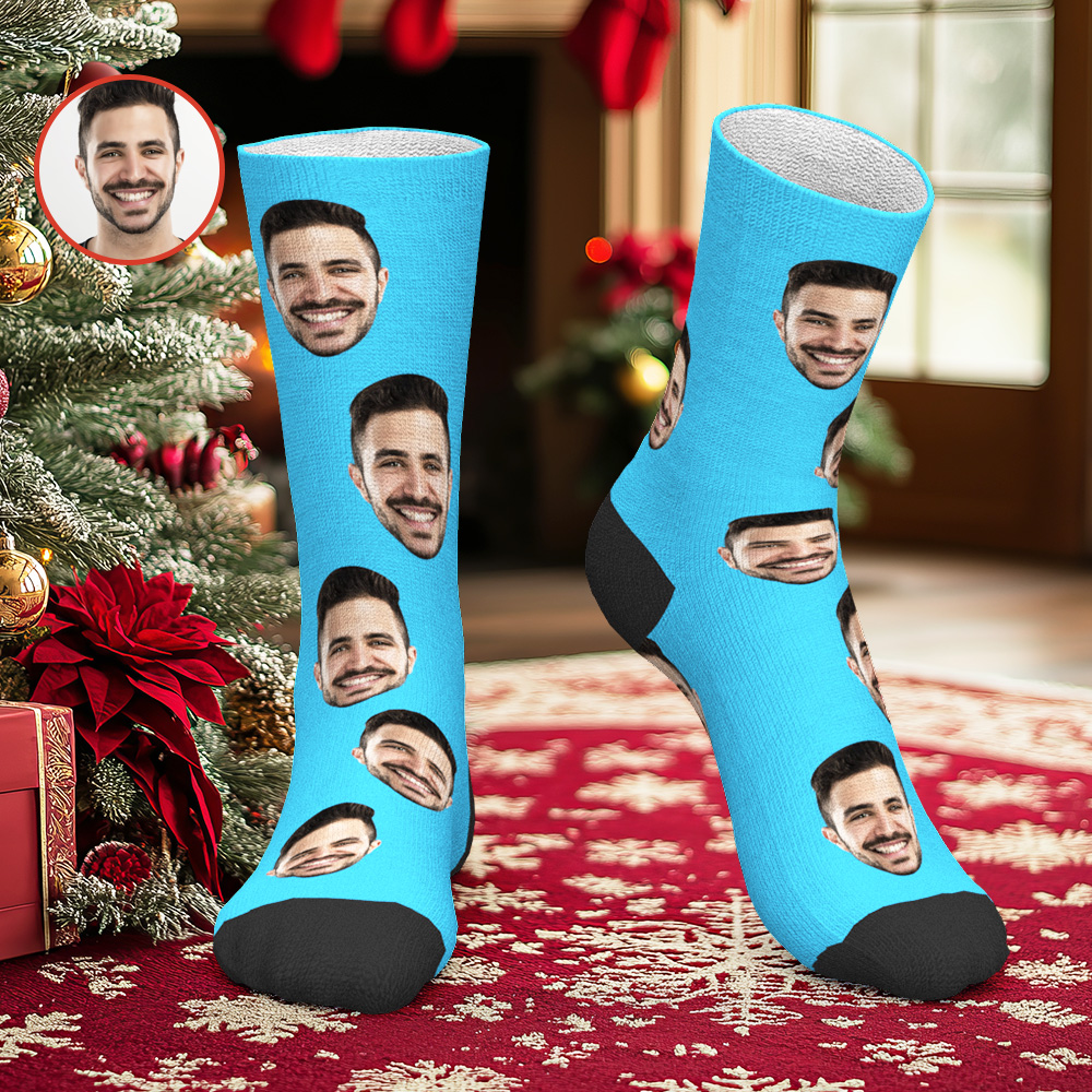 Custom Happy Photo Socks With Your Text Colorful