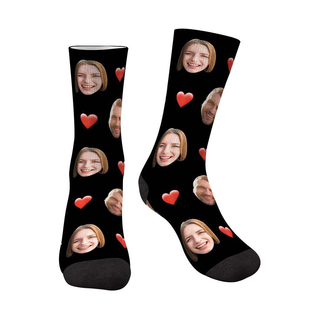 Custom Photo Heart Socks - Personalized Birthday Gifts for Him/Her