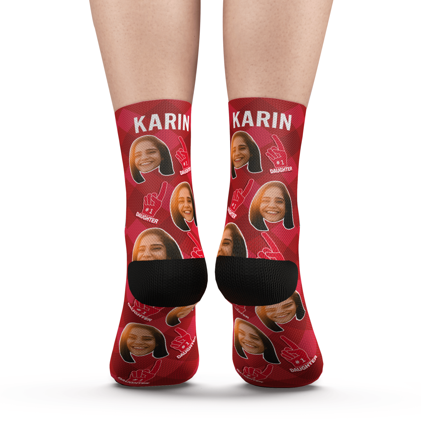 Custom Photo Socks #1 Daughter Fan With Your Text - MyPhotoSocks