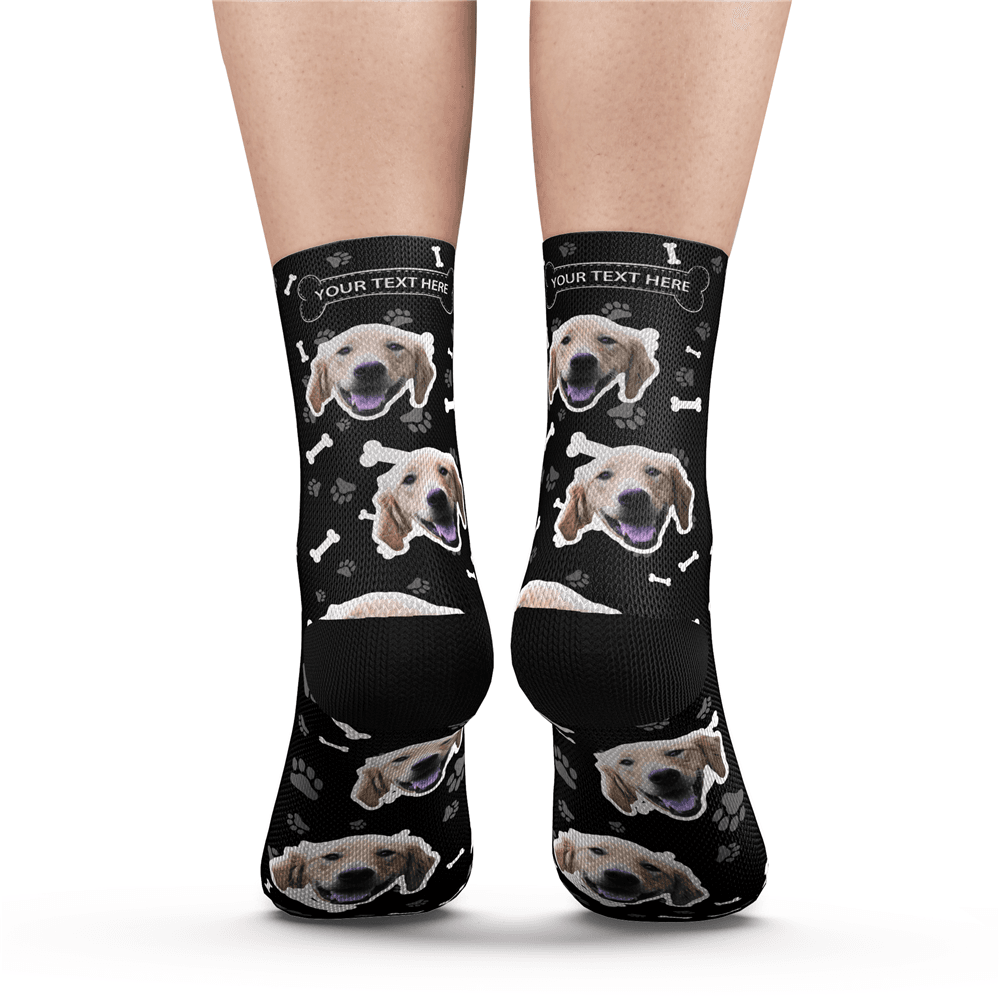 Custom Photo Dog Socks With Your Text - MyPhotoSocks