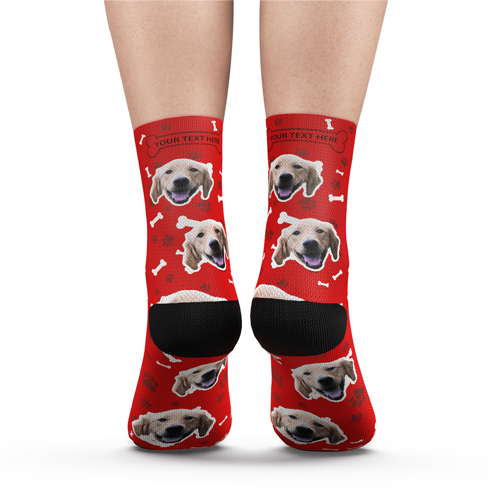 Custom Dog Photo Socks With Your Text - MyPhotoSocks