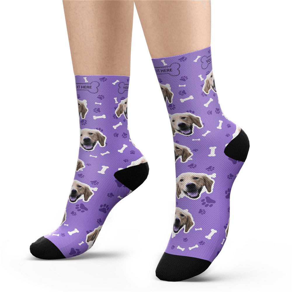 Custom Photo Dog Socks With Your Text - MyPhotoSocks