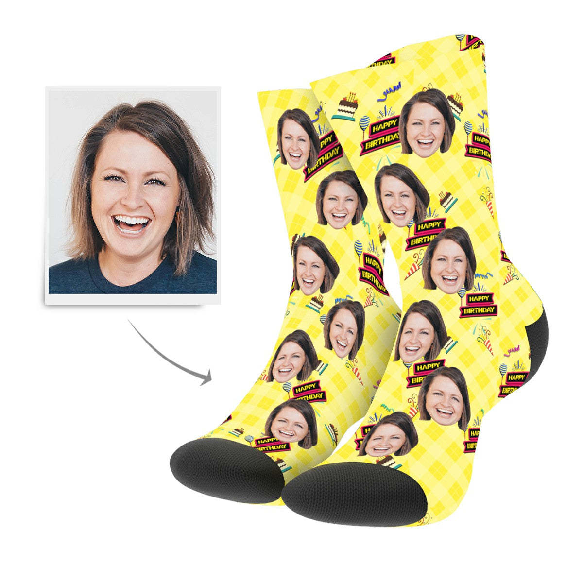 Custom Happy Birthday Socks - MyPhotoSocks