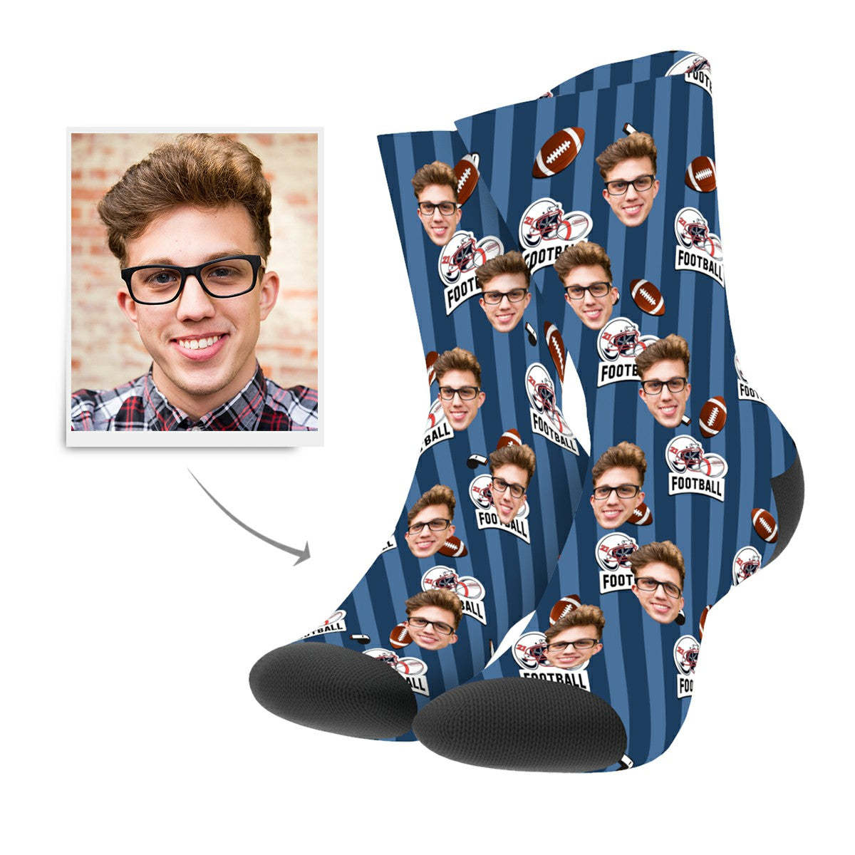 Custom Sport Style Football Socks - MyPhotoSocks