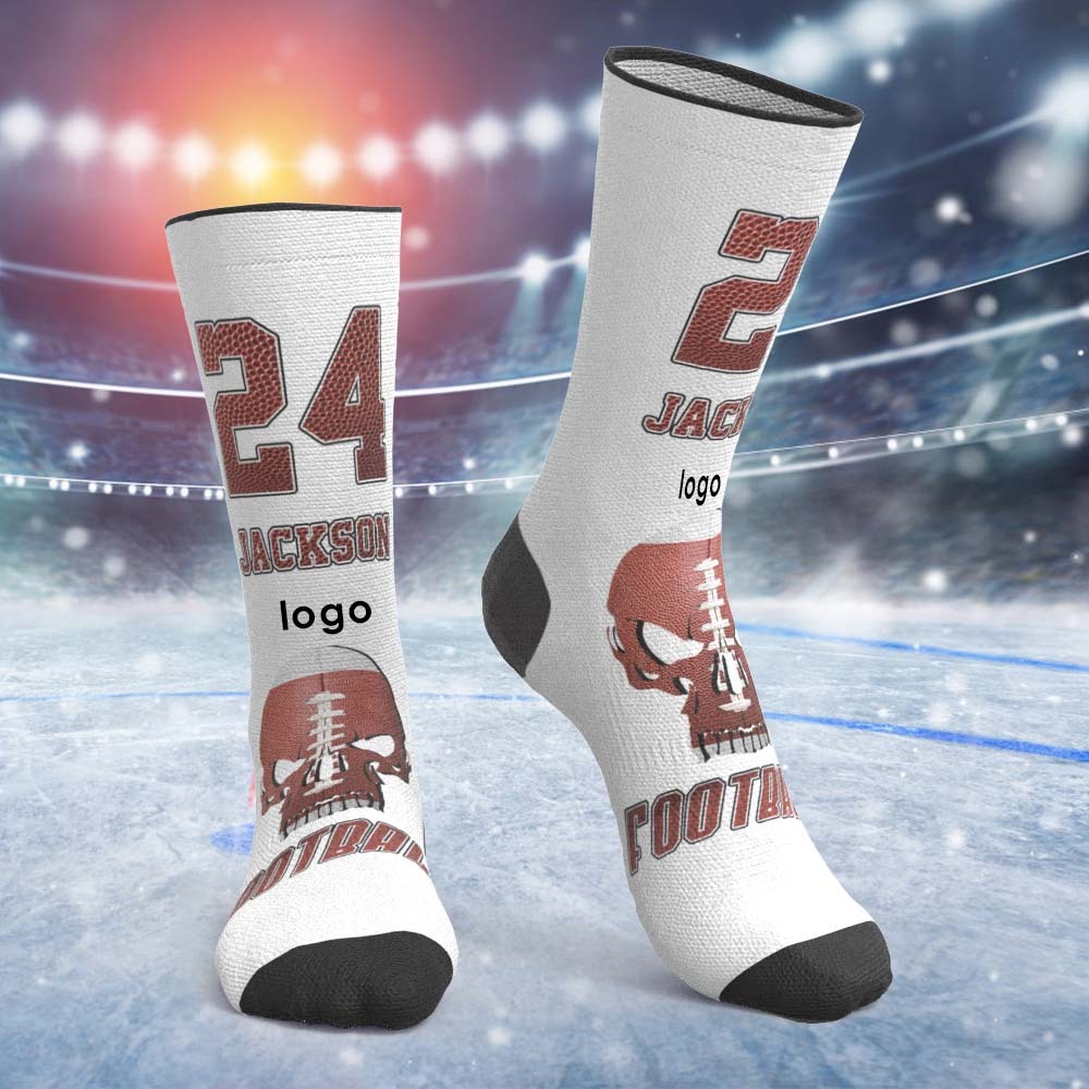 Custom Breathable Face Socks American Football And Skull Winter Sports Socks