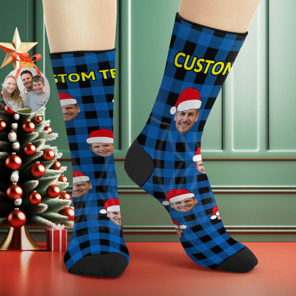 Custom Buffalo Plaid Socks Personalized Face Christmas Gifts - MyPhotoSocks