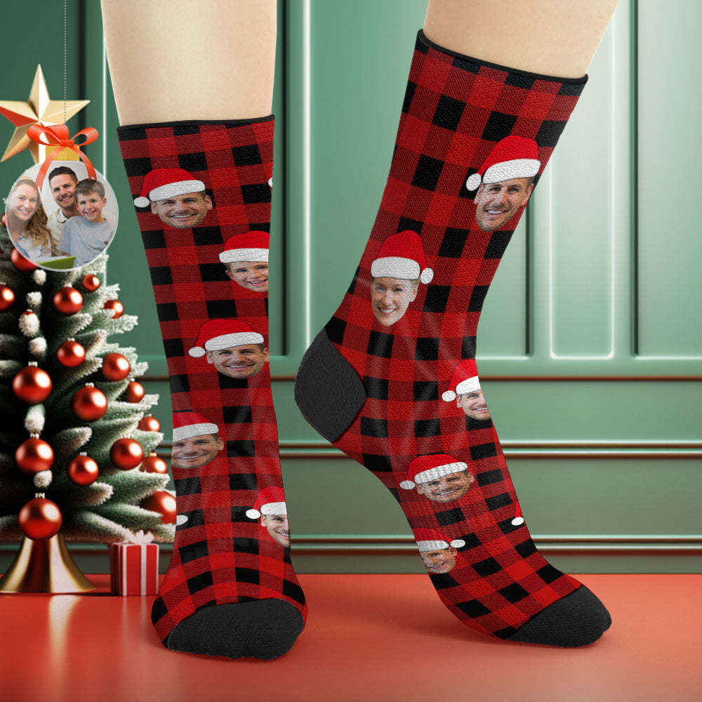 Custom Buffalo Plaid Socks Personalized Face Christmas Gifts - MyPhotoSocks