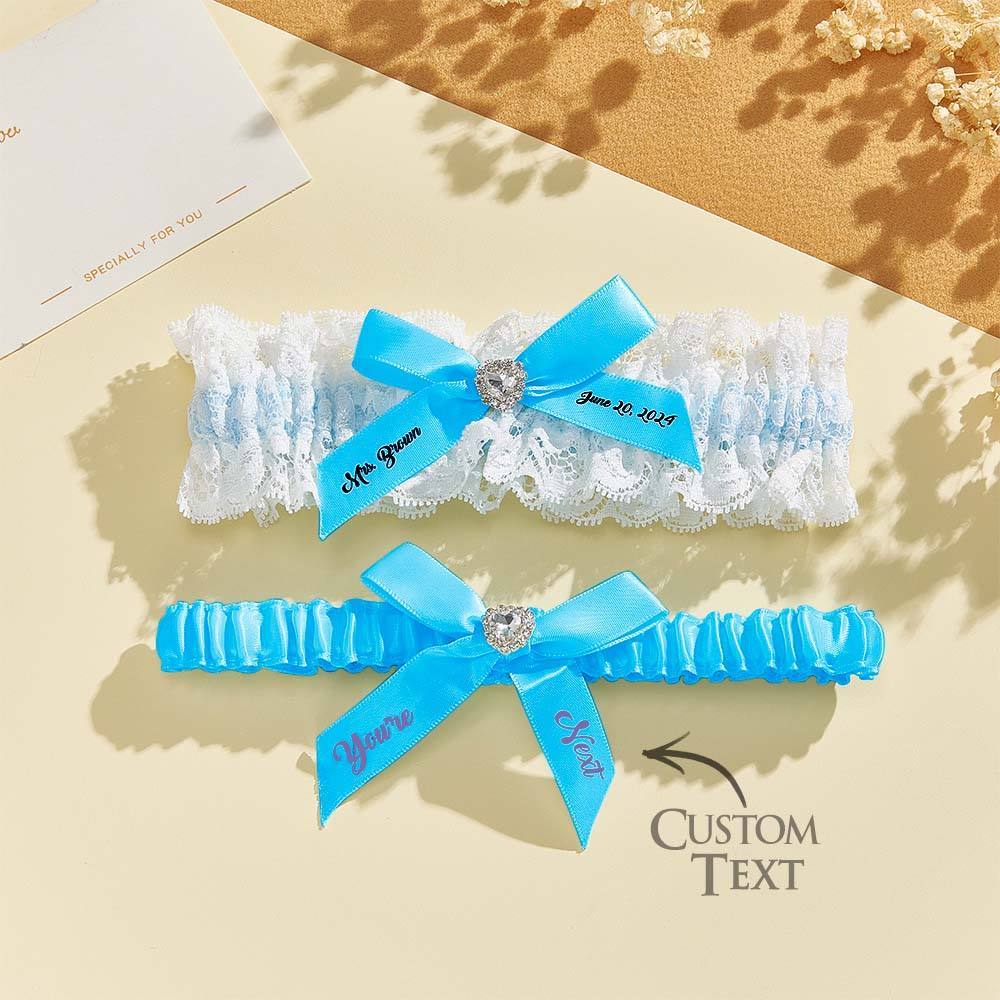 Personalized Bridal Garter Set With White Lace You're Next Bridal Garter Set Gift for Bride - MyPhotoSocks