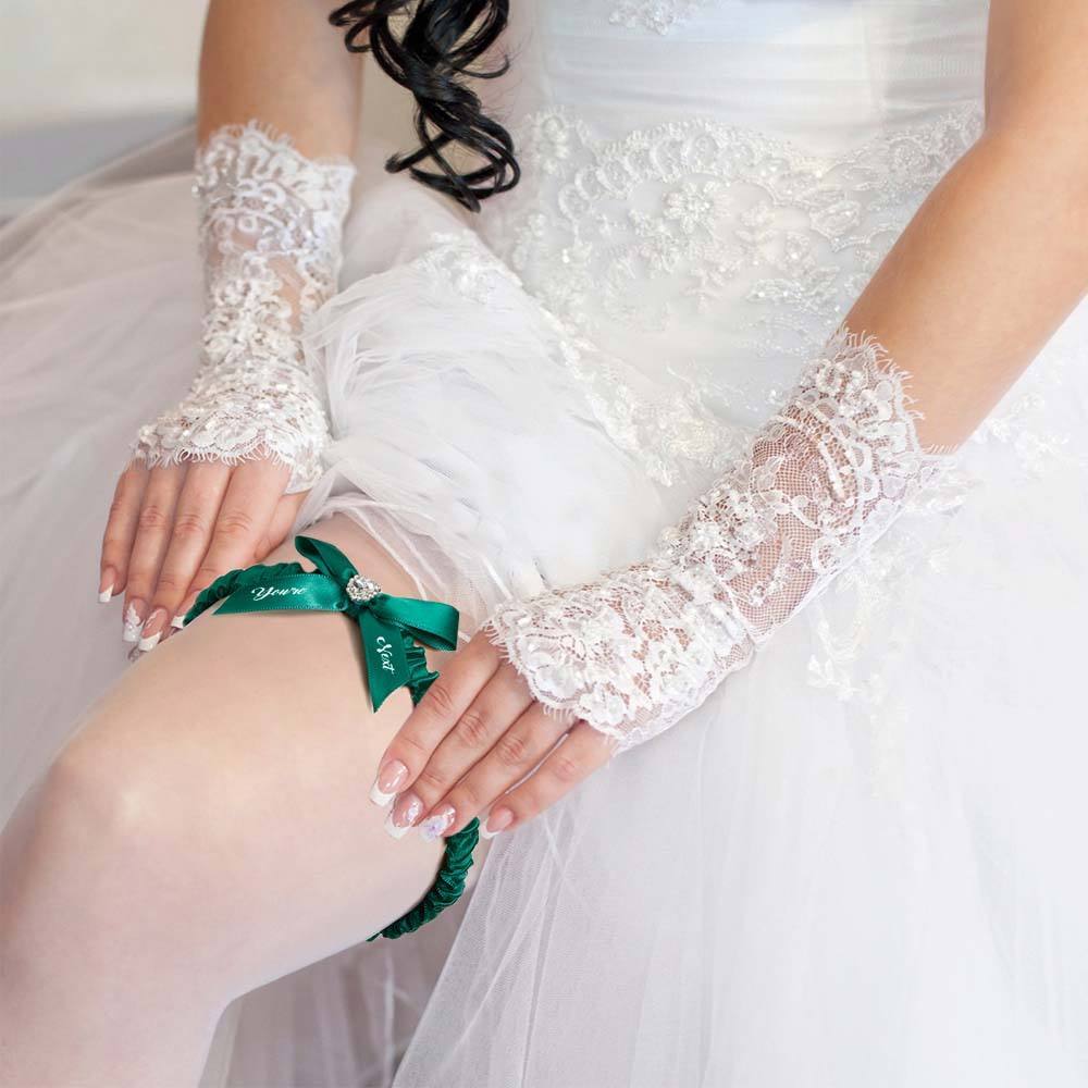 Personalized Bridal Garter Set With White Lace You're Next Bridal Garter Set Gift for Bride - MyPhotoSocks