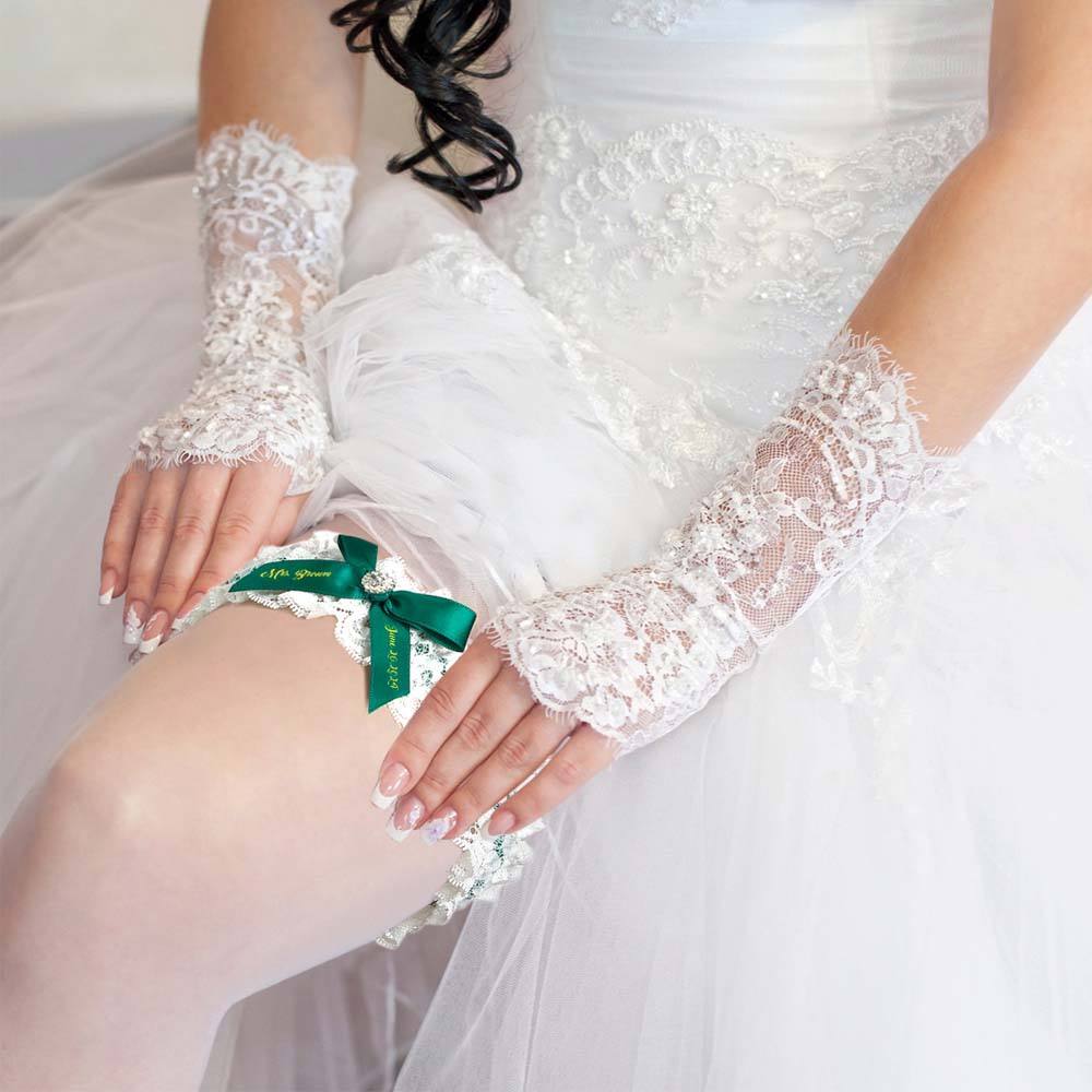 Personalized Bridal Garter Set With White Lace You're Next Bridal Garter Set Gift for Bride - MyPhotoSocks