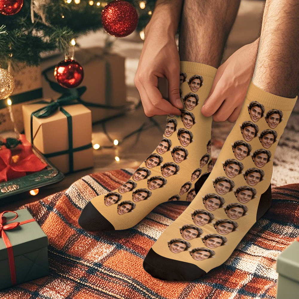 Christmas Socks Custom Full Face Photo Socks Personalized Funny Custom Design Best Gift Ideas for Xmas