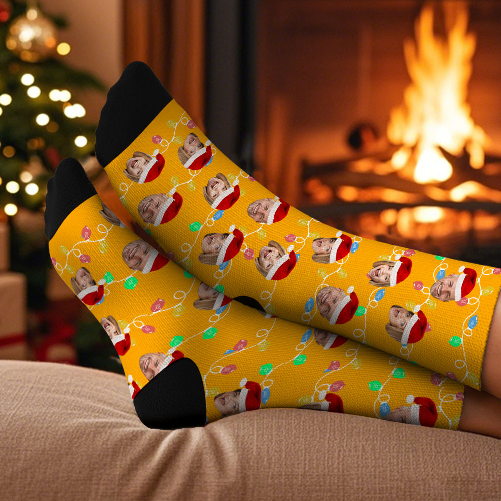 Christmas Custom Face Socks Custom Funny Custom Designs Best Gift Idea Xmas Socks - MyPhotoSocks