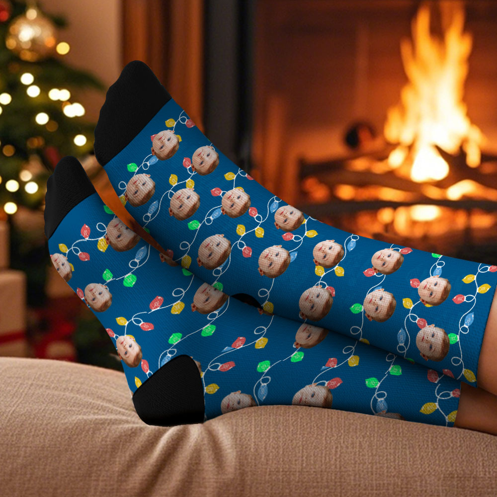 Christmas Custom Face Socks Custom Funny Custom Designs Best Gift Idea Xmas Socks - MyPhotoSocks