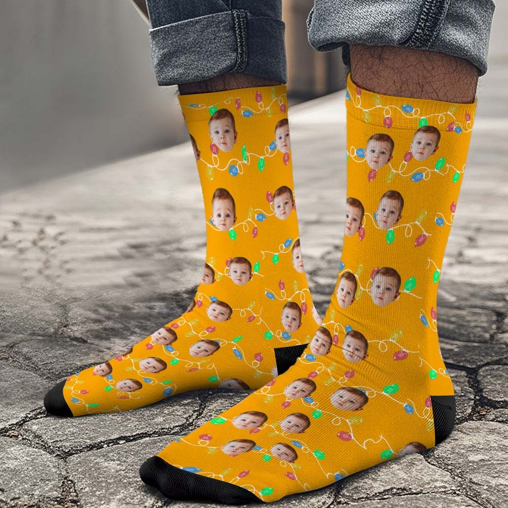 Christmas Custom Face Socks Custom Funny Custom Designs Best Gift Idea Xmas Socks - MyPhotoSocks