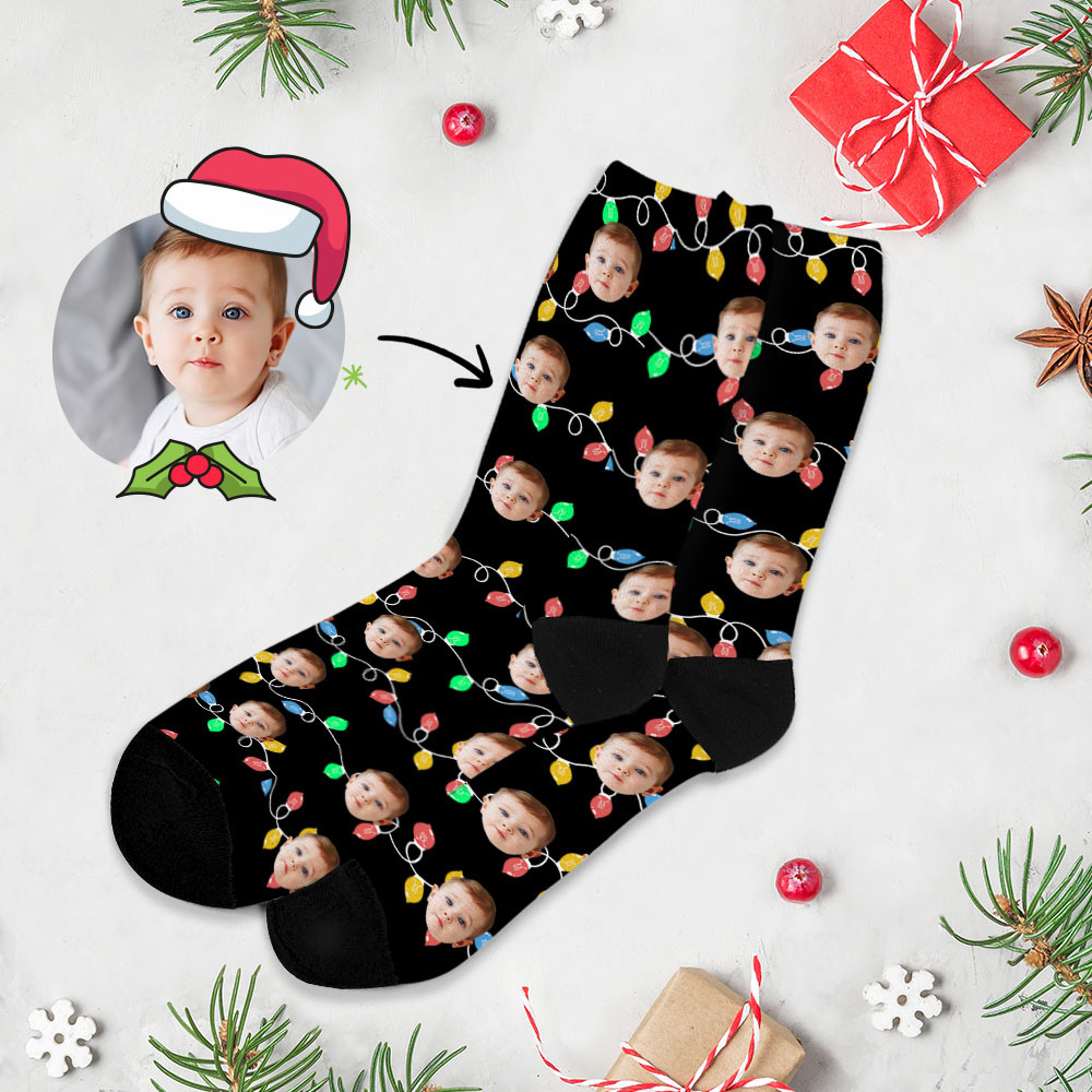 Christmas Custom Face Socks Custom Funny Custom Designs Best Gift Idea Xmas Socks - MyPhotoSocks