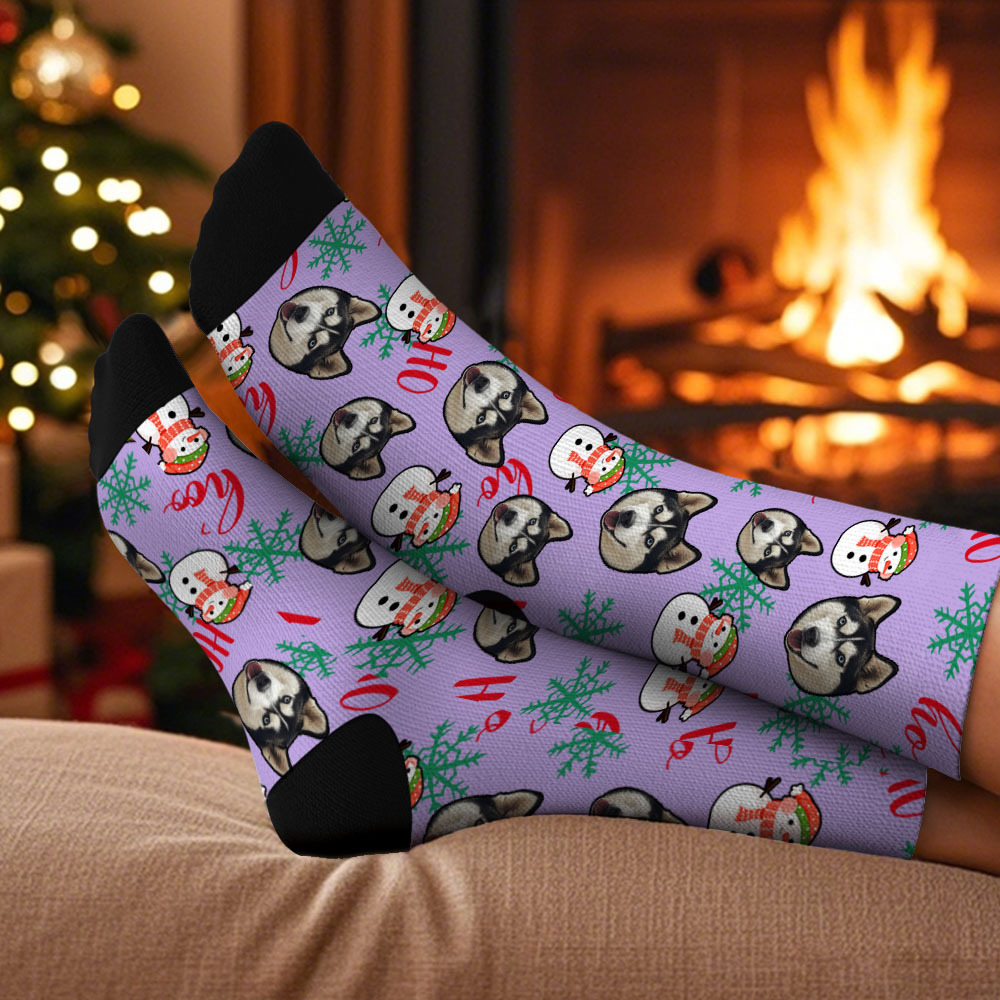 Christmas Custom Face Socks Custom Funny Custom Designs Best Gift Idea Xmas Socks - MyPhotoSocks