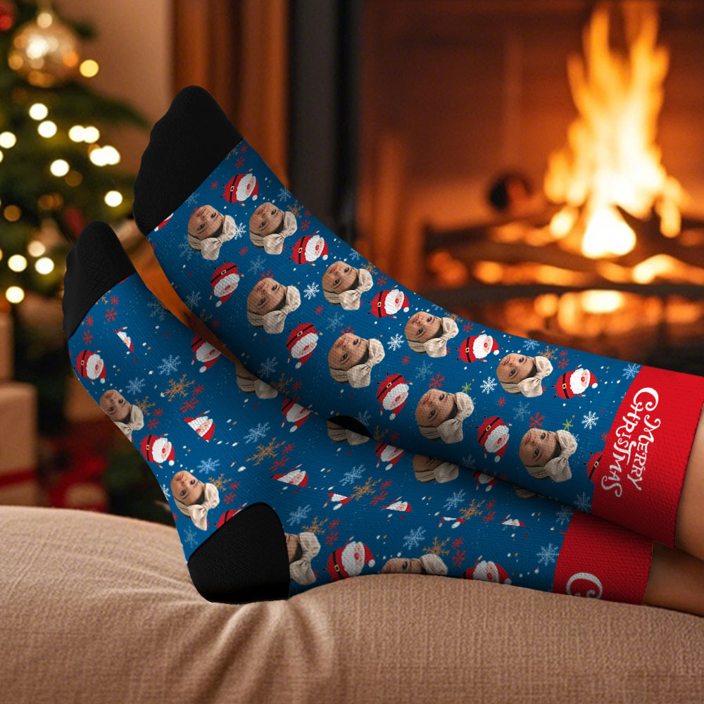 Christmas Custom Face Socks Custom Funny Custom Designs Best Gift Idea Xmas Socks - MyPhotoSocks