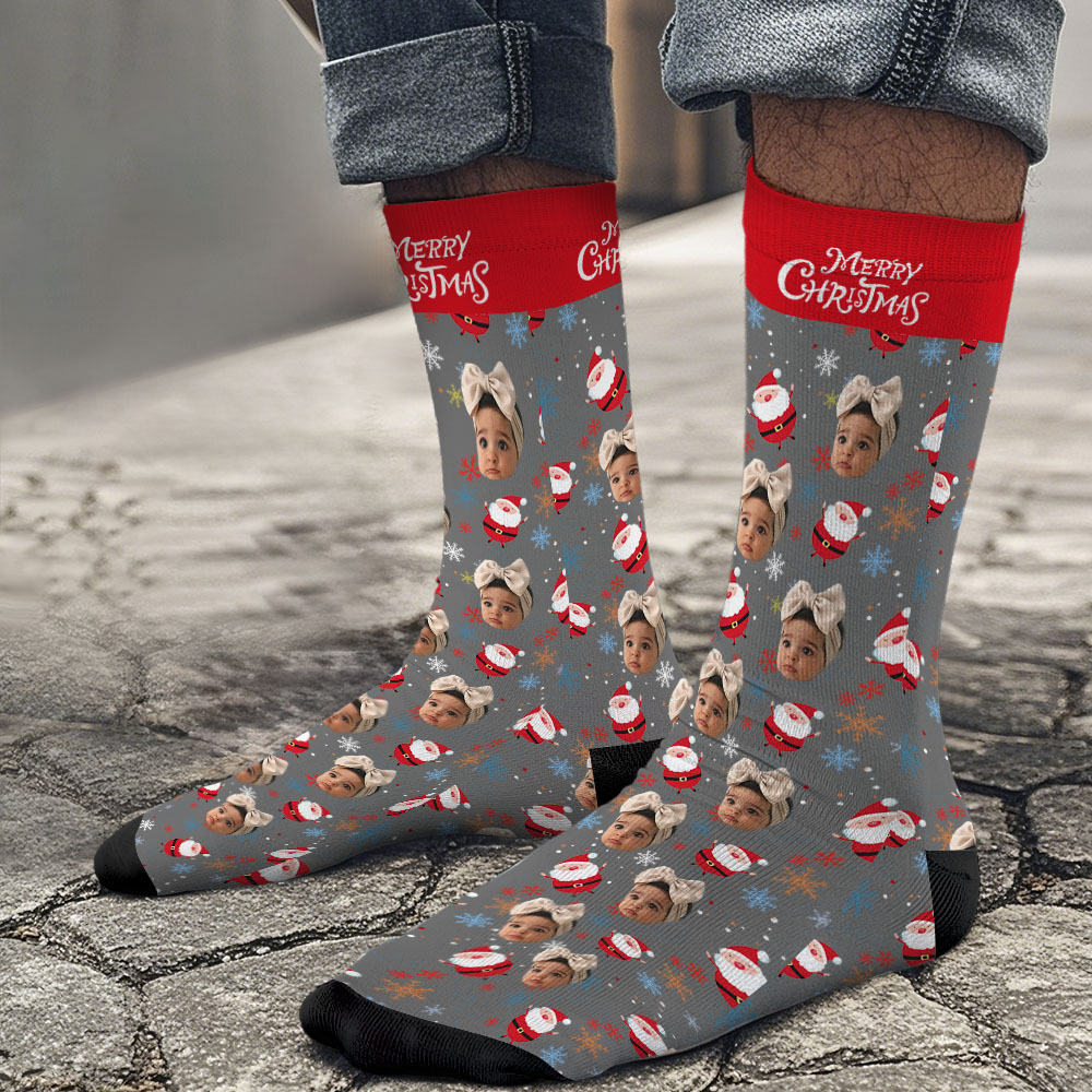 Christmas Custom Face Socks Custom Funny Custom Designs Best Gift Idea Xmas Socks - MyPhotoSocks