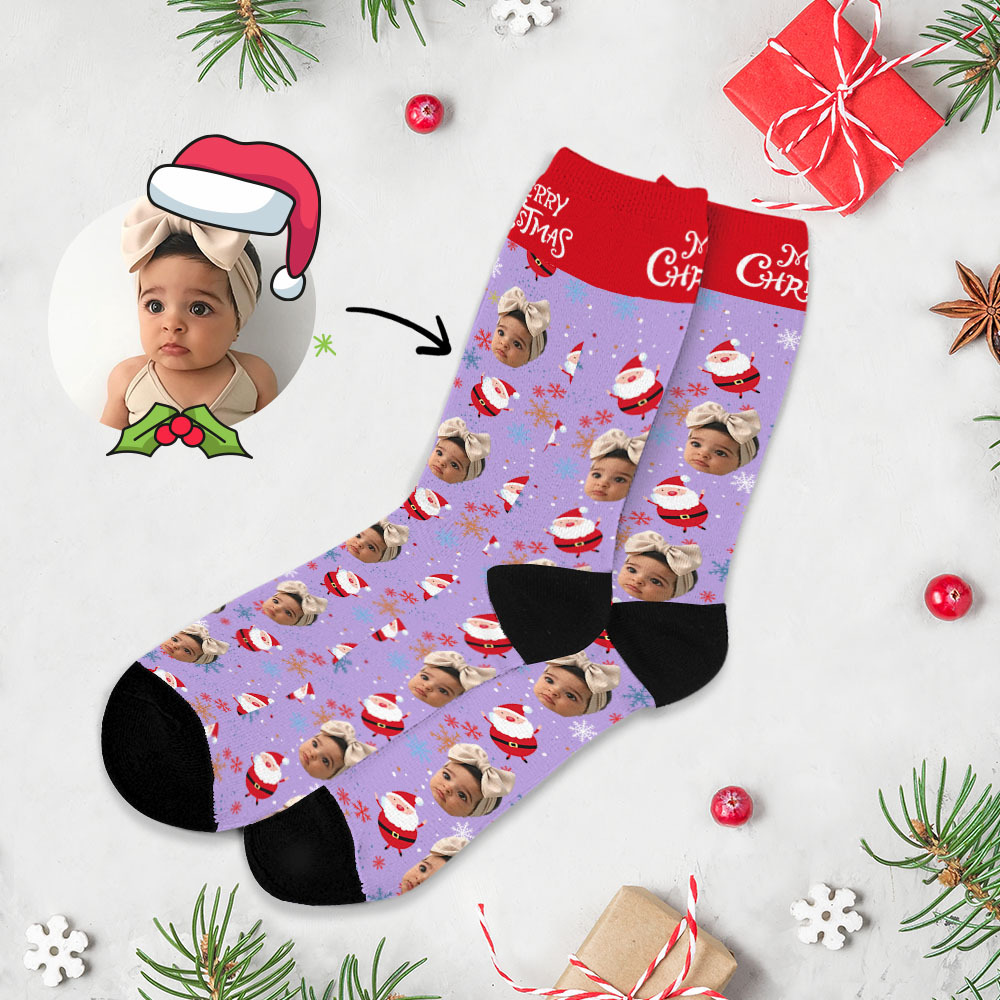 Christmas Custom Face Socks Custom Funny Custom Designs Best Gift Idea Xmas Socks - MyPhotoSocks