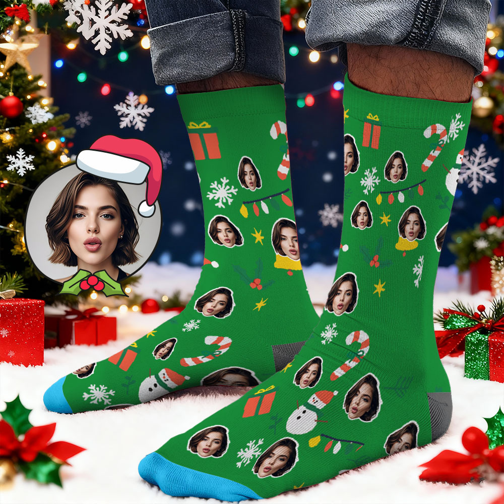 Custom Face Printed Socks Christmas Gift Box Light Personalized Custom Designs Best Santa Gift Idea - MyPhotoSocks