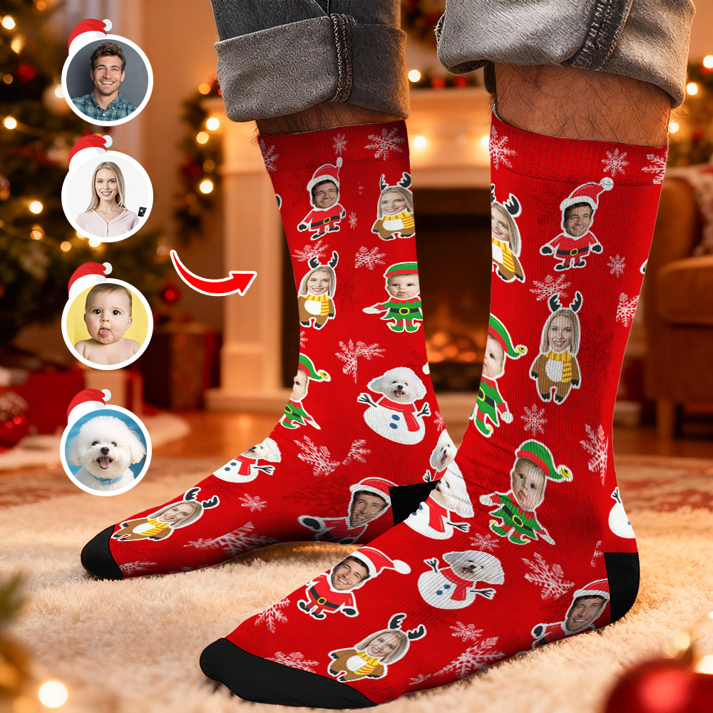 Christmas Socks Custom Face Socks Personalized Funny Christmas Face Socks Gift