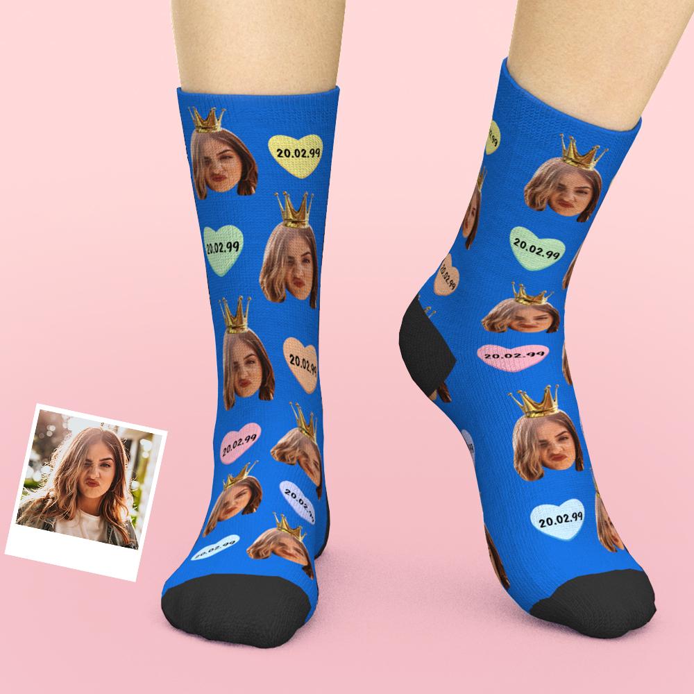 Custom Face And Birthday Date Socks, Happy Birthday Socks, Birthday Gift