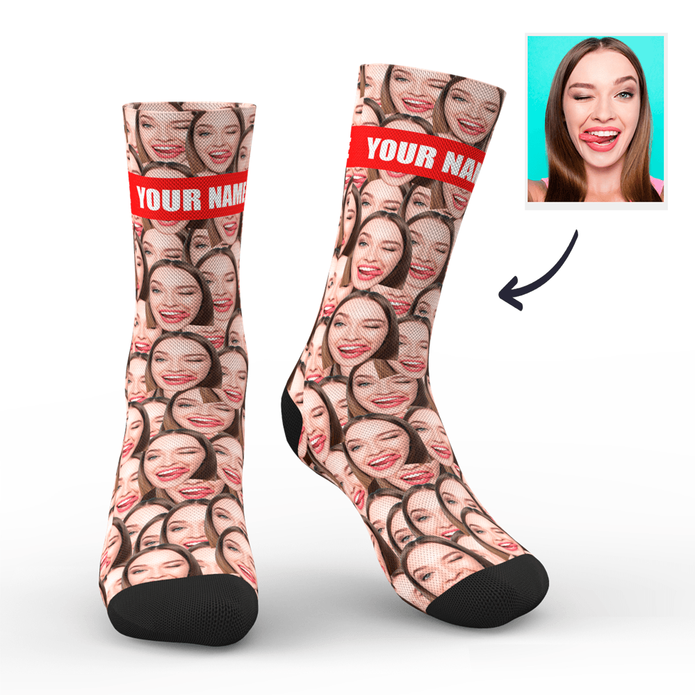 Custom Photo Mash Socks With Your Text - MyPhotoSocks
