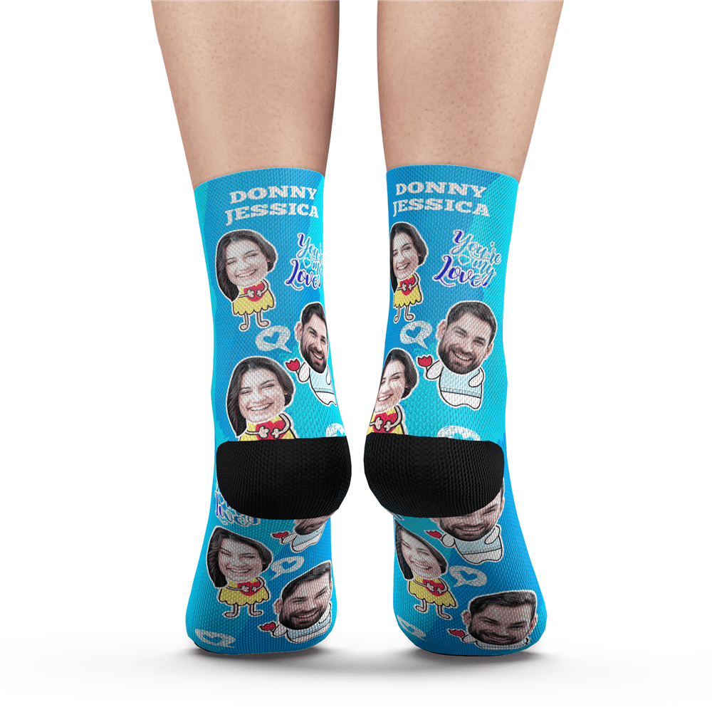 Custom Photo Socks Valentine's Day With Your Text - MyPhotoSocks