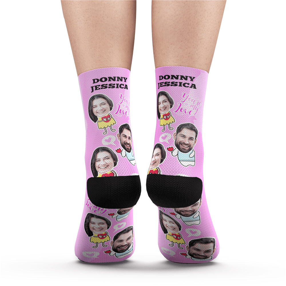 Custom Photo Socks Valentine's Day With Your Text - MyPhotoSocks