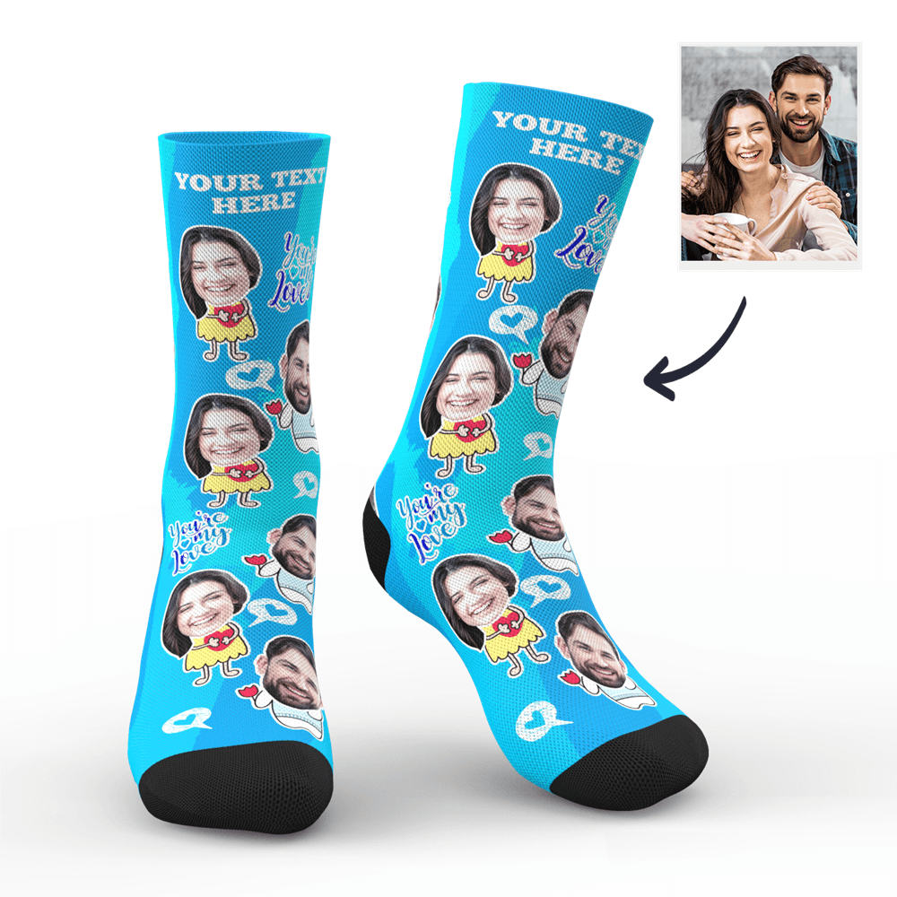 Custom Photo Socks Valentine's Day With Your Text - MyPhotoSocks