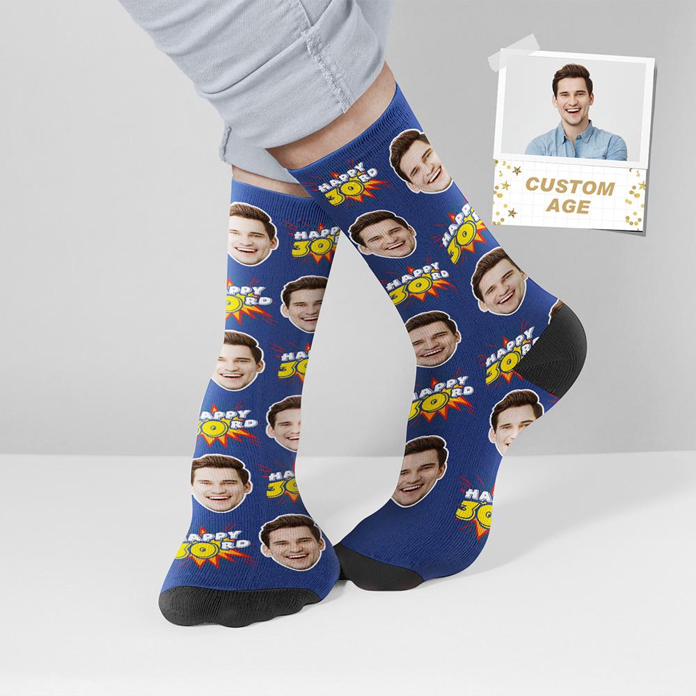 Personalized Face Socks Custom Birth Date Happy Birthday Custom Birthday Gift