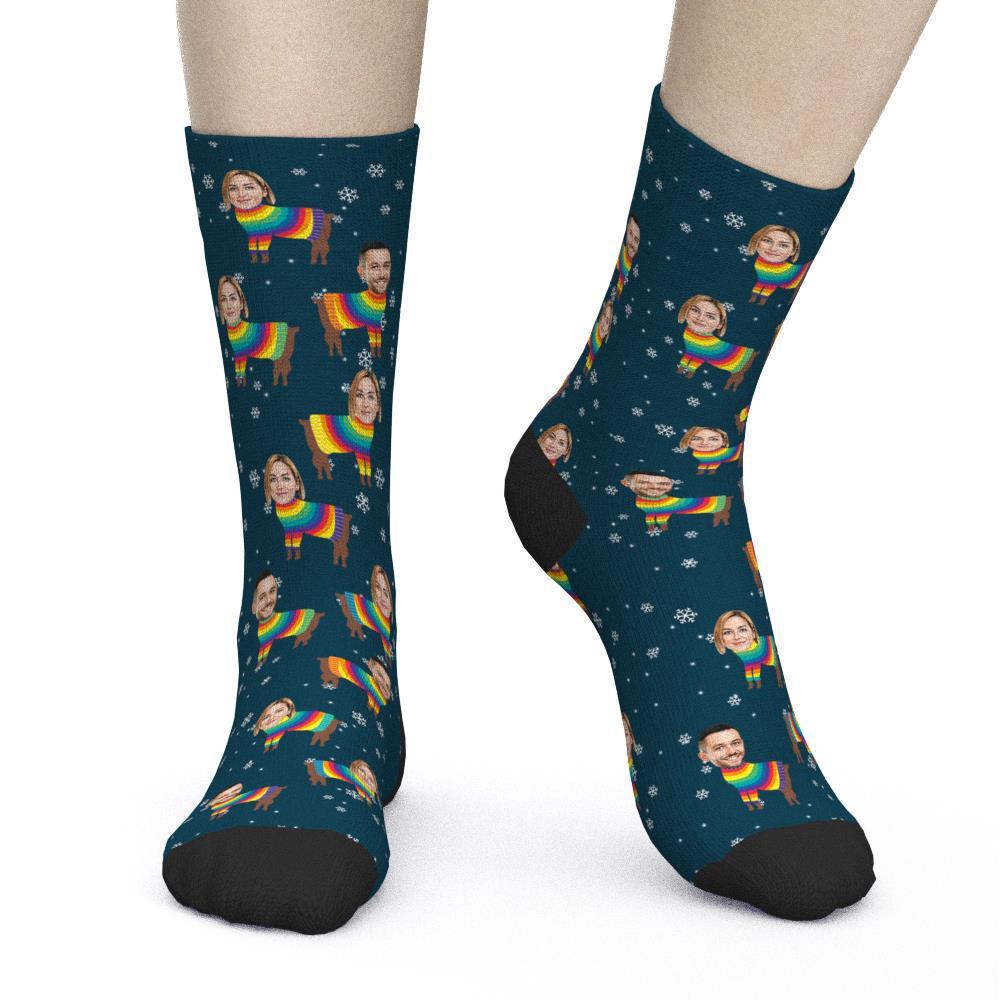 Custom Photo Socks Christmas Reindeer Socks-MyPhotoSocks