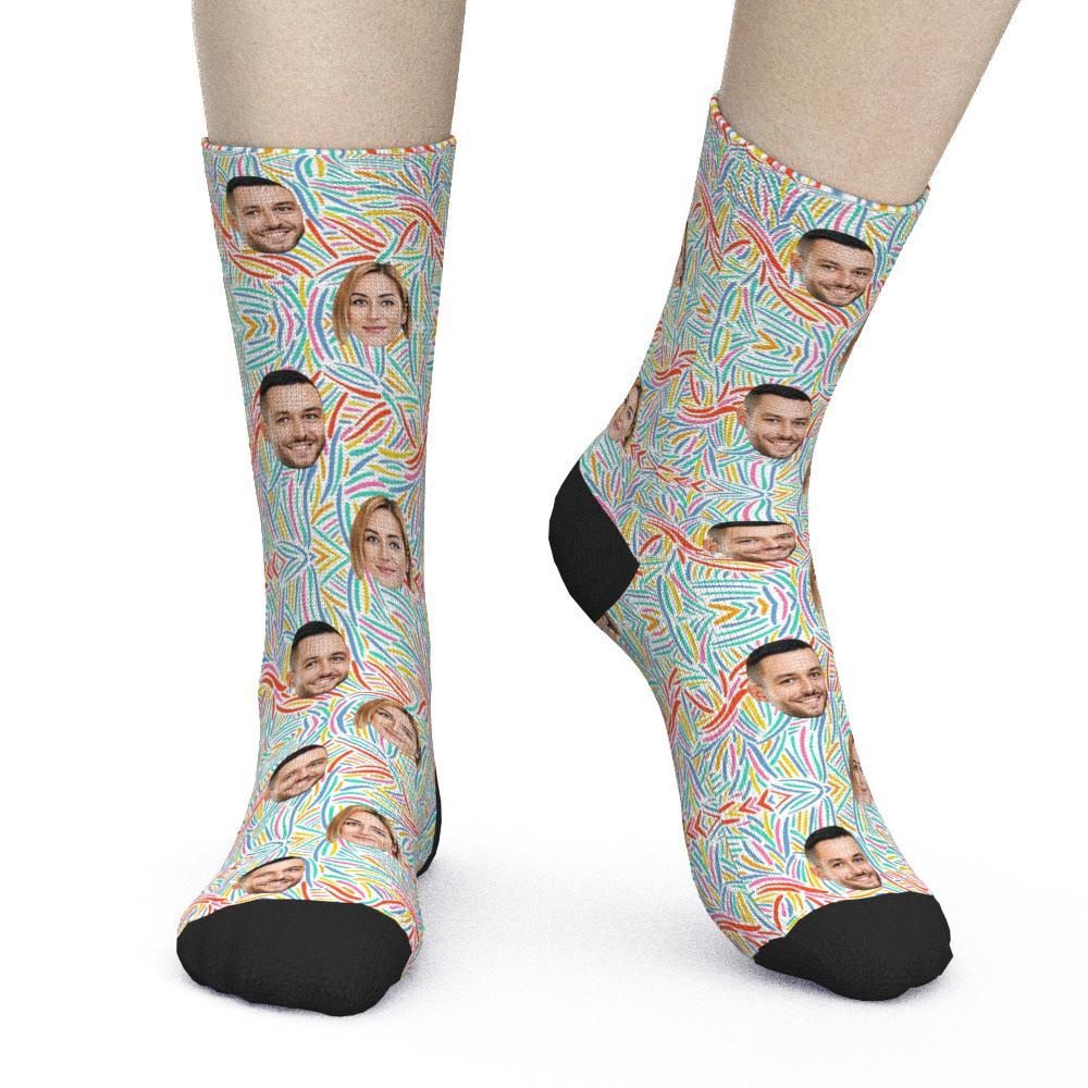 Custom Photo Socks Christmas Socks Abstract Pattern Design Holiday Socks-MyPhotoSocks