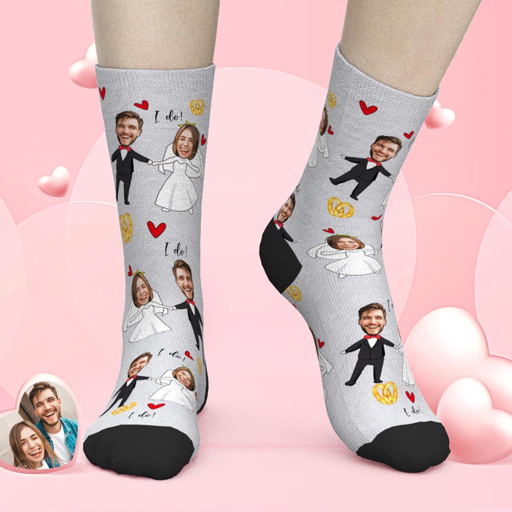 3D Preview Custom Face Socks Wedding Dress Socks