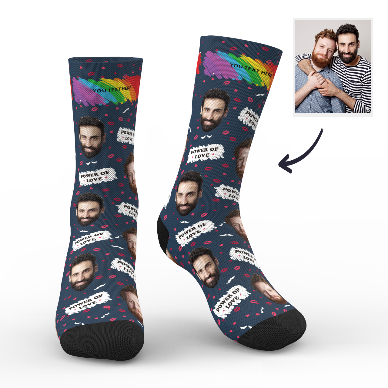 Custom Photo Socks Mr and Mr With Your Text - MyPhotoSocks