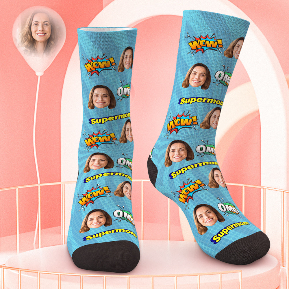 Custom face socks Super Mom Best Gift For Mom