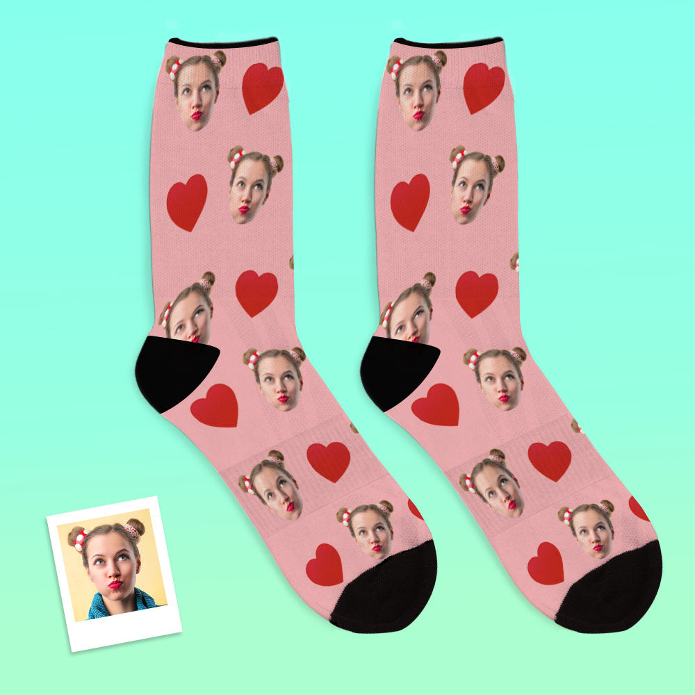 Custom Breathable Face Socks Heart Socks With Your Photo-MyPhotoSocks