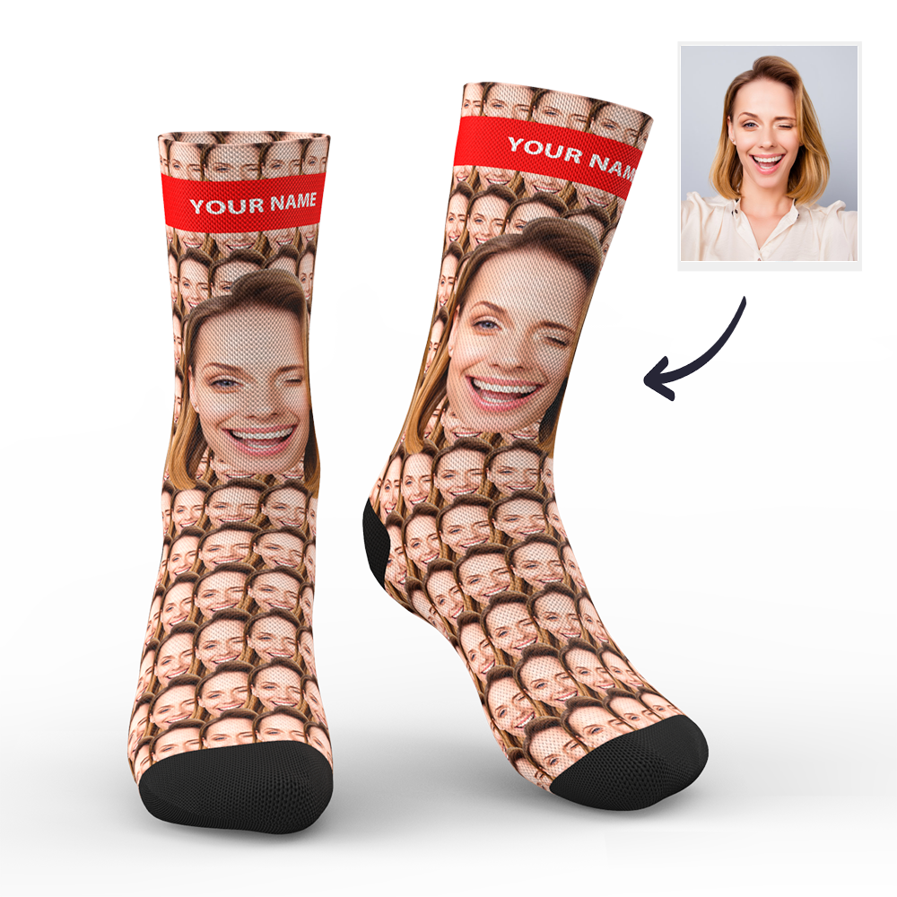 Custom Your Face Mash Socks With Your Text - MyPhotoSocks