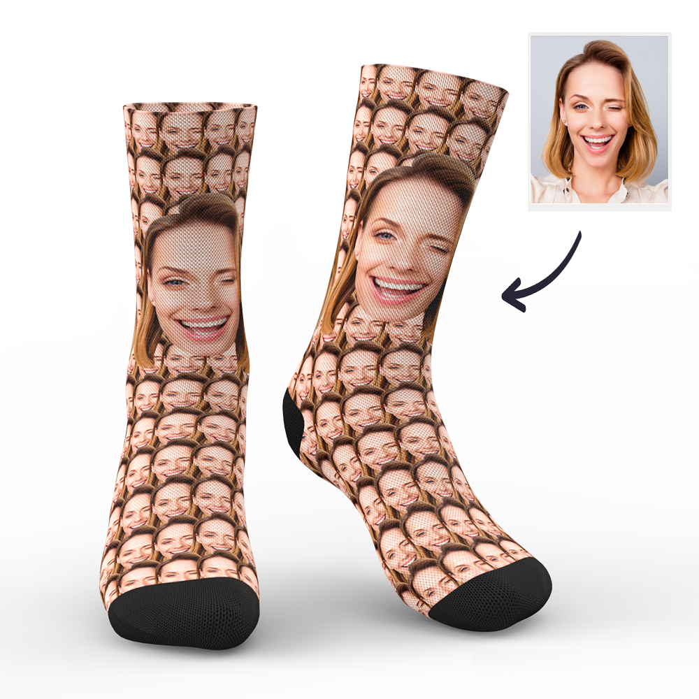 Custom Your Face Mash Socks With Your Text - MyPhotoSocks