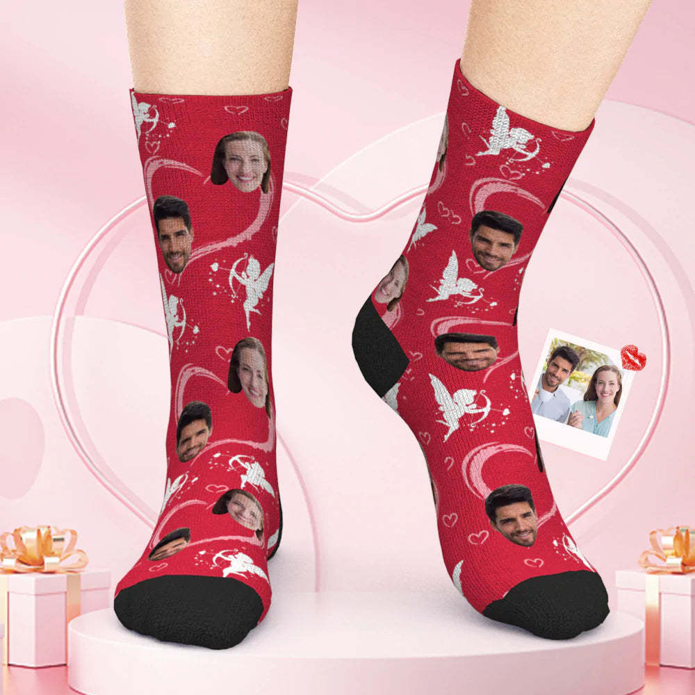 Custom Face Couple Heart Socks Cupid Valentine's Day Gift