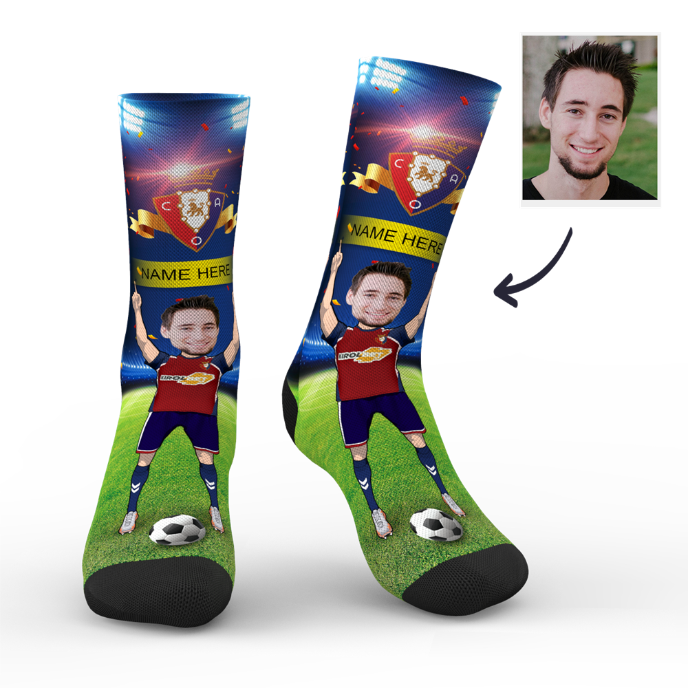 CUSTOM PHOTO SOCKS CA OSASUNA SUPERFANS WITH YOUR TEXT - MyPhotoSocks