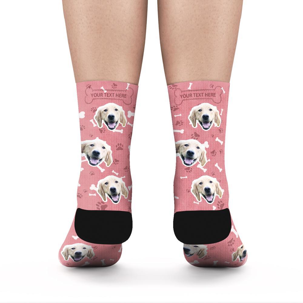 Custom Rainbow Socks Dog With Your Text - Red - MyPhotoSocks