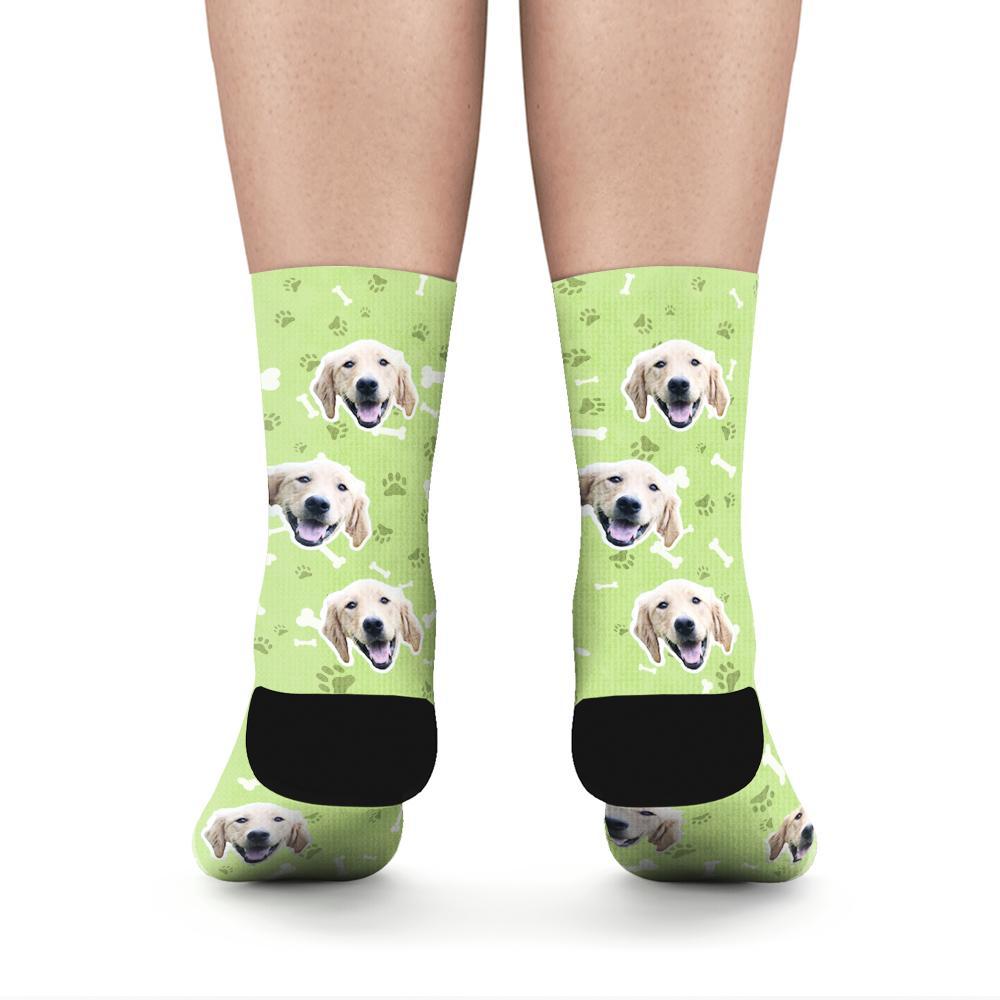 Custom Rainbow Socks Dog With Your Text - Green - MyPhotoSocks