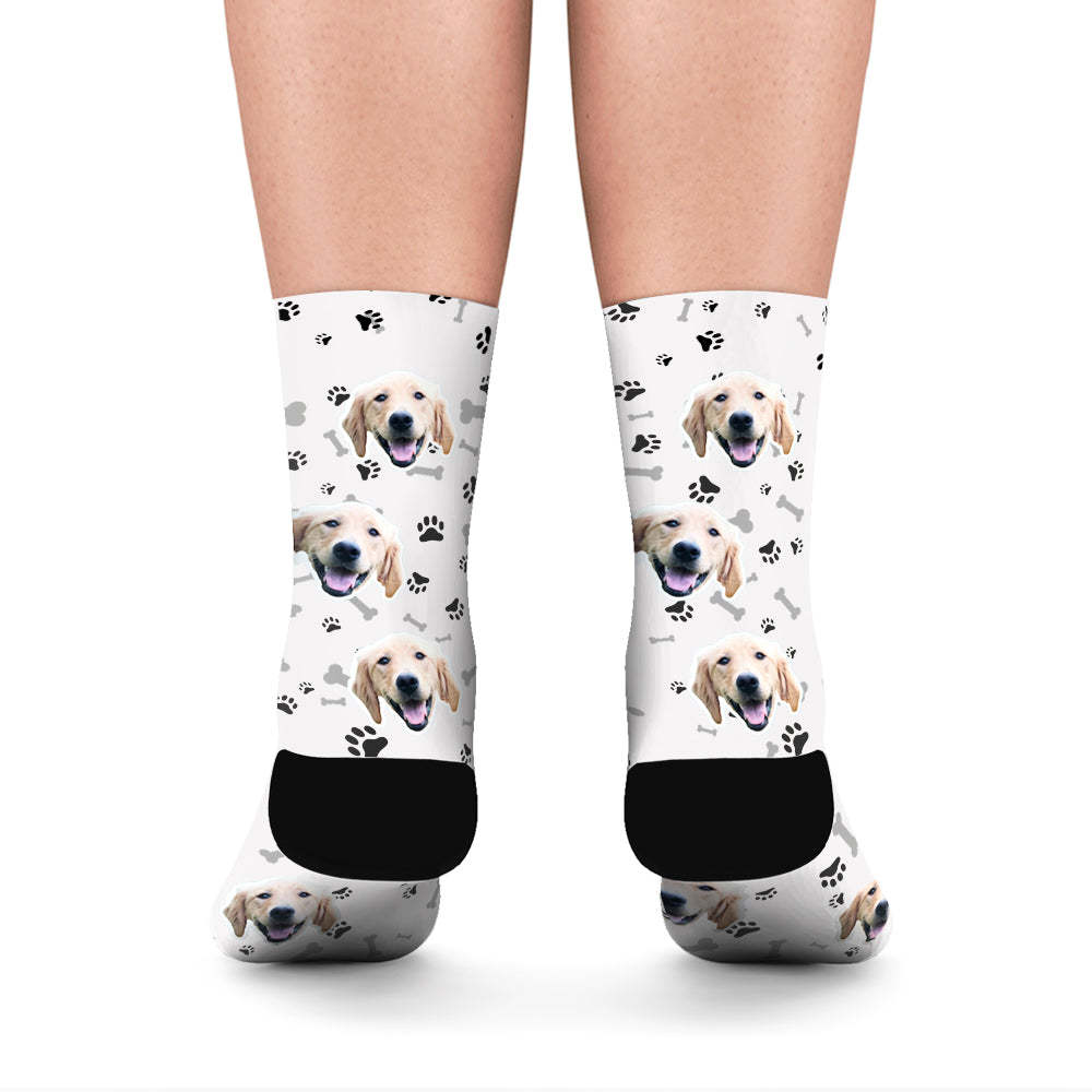 Custom Rainbow Socks Dog With Your Text - White - MyPhotoSocks