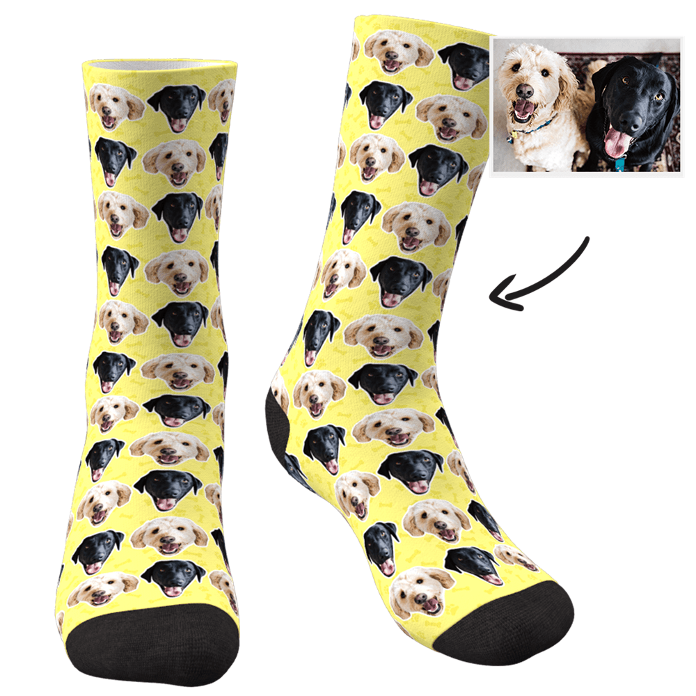 Custom Photo Dog Socks Colorful - Two Faces - MyPhotoSocks